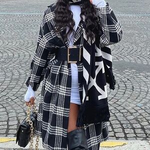 NWOT Longline Coat - Black/combo